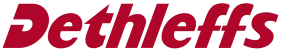 Logo rouge de la marque Dethleffs sur fond transparent